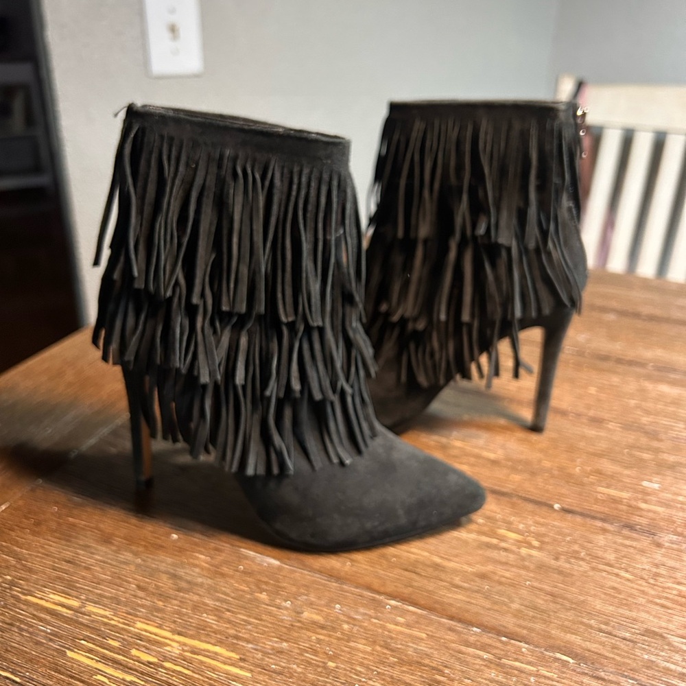Steve Madden Leather suede flapper fringed boots size 5.5 - Picture 3 of 9